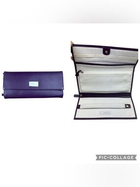 Wolf Designs LusterLoc Purple Leather Travel Jewelry Organizer Roll Anti-Tarnish